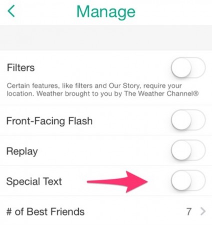 special text snapchat