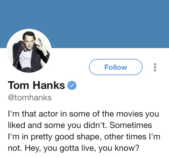 189 Funny Twitter Bios & Ideas | Tom Hanks Twitter Bio | Appamatix.com